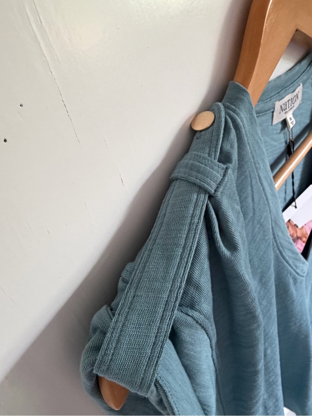 Nation LA Blue V-Neck Shoulder-Button Top - Picture 4 of 7